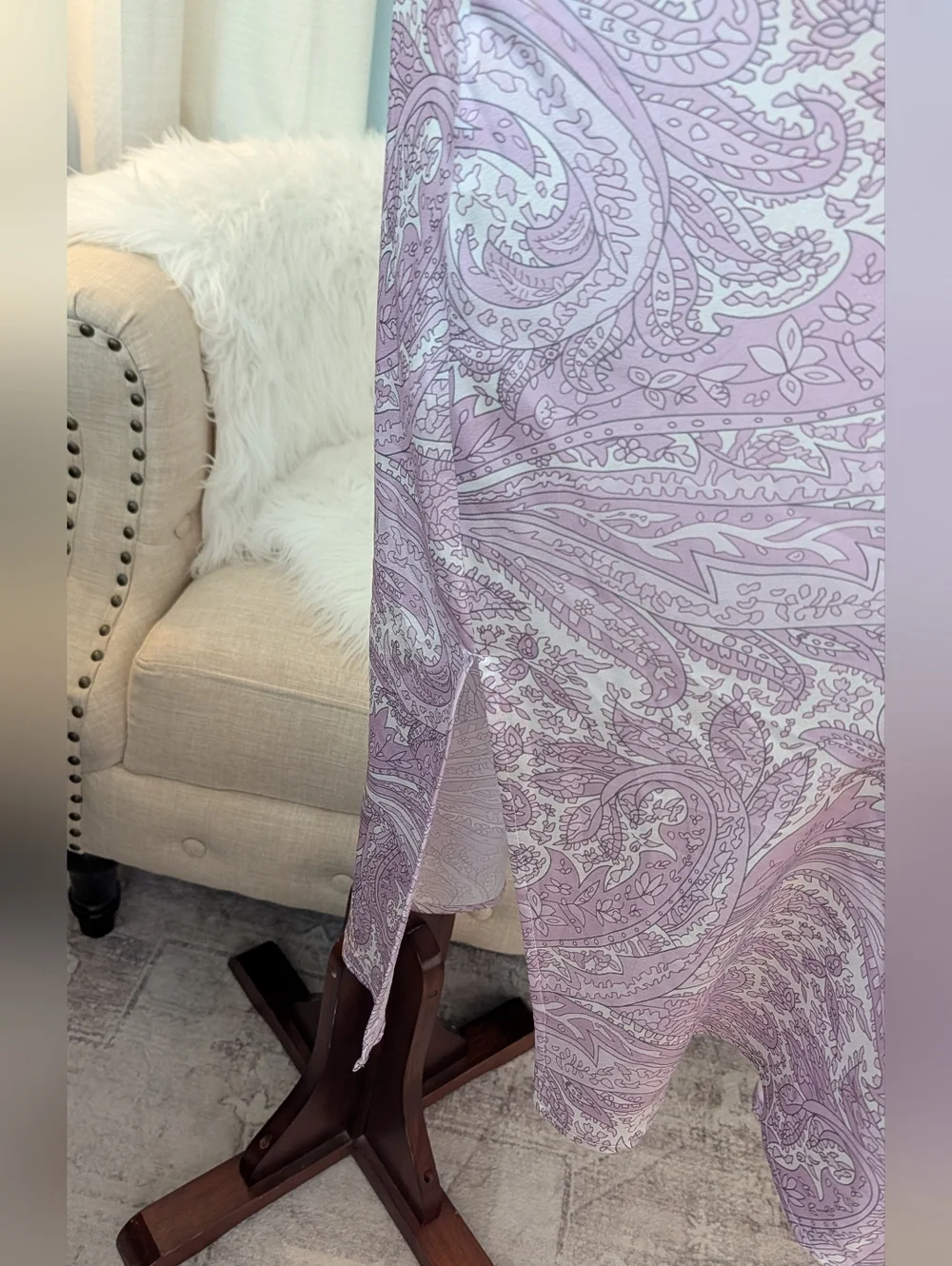 MOTF Satin Paisley Print Midi Dress Woman's M - Picture 9 of 13